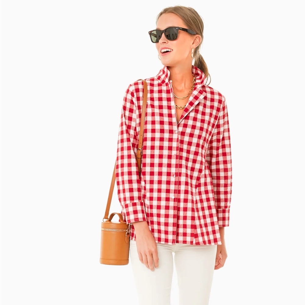EUC Tuckernuck Pomander Place Apple Red Gingham Scarlett Button Down Top 🍎